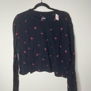 PINK Victoria's Secret Black Top with Cherry Accents